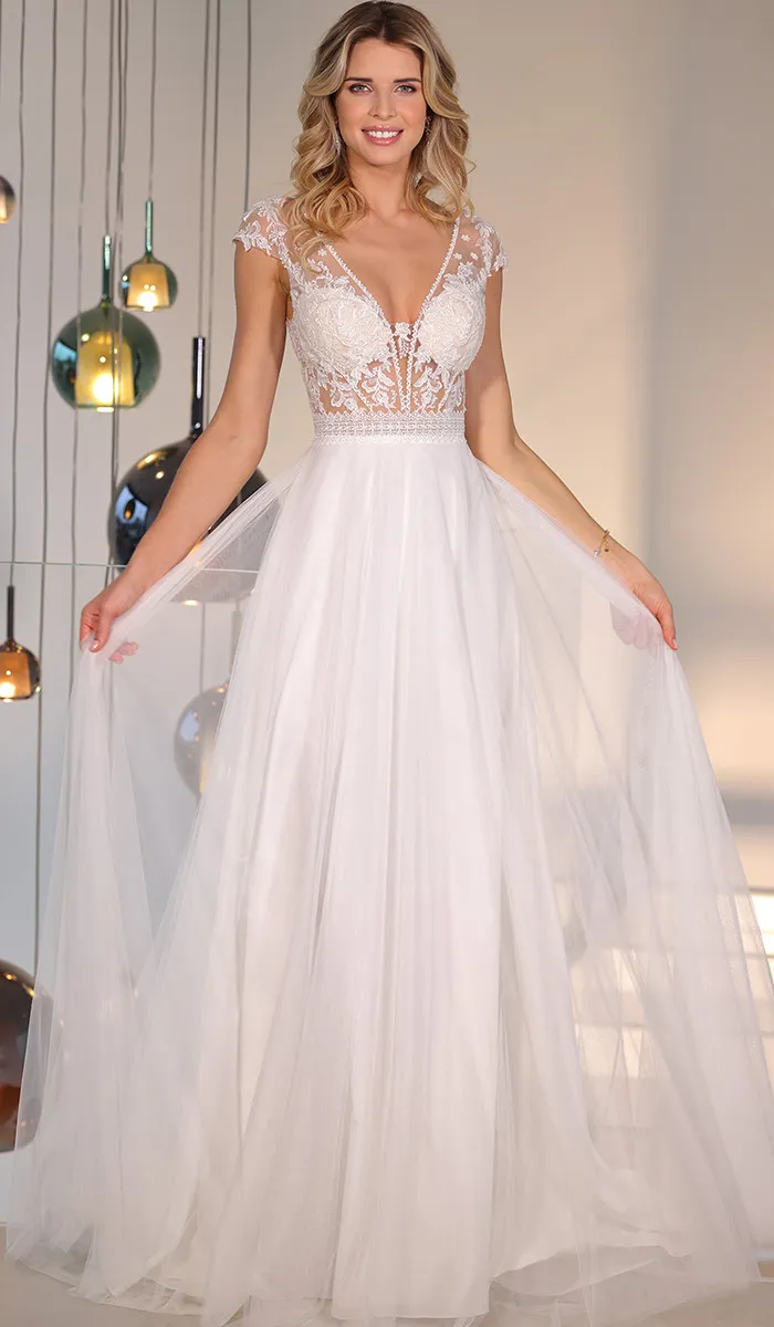 Stil A-Linie Neu 16 Ladybird-Tyler-Chiffon-Alinie-Transparent-Attraktiv